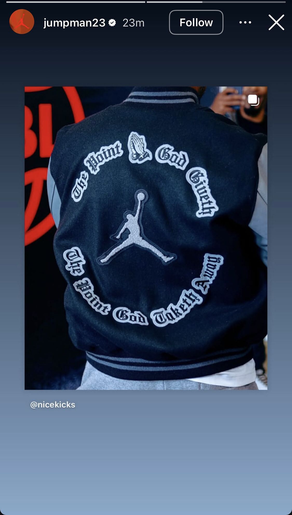 The custom Chris Paul Jumpman jacket by Jordan Brand. (Credits: IG/Jumpman)